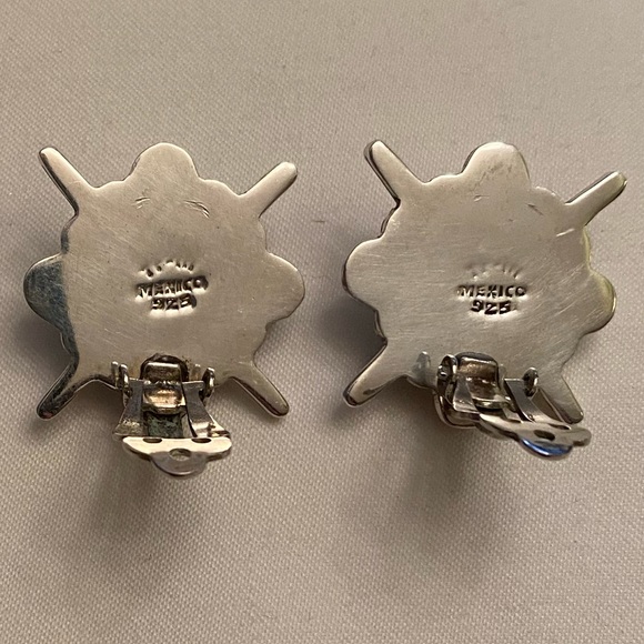 Vintage MEXICO 925 Sterling Silver 1.25" Round Bubble Clip On Earrings 17 Grams - Picture 5 of 7